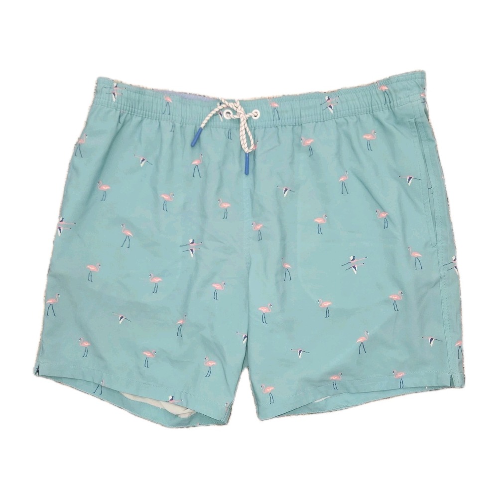 Bonobos Riviera Recycled Swim Turquoise‎ Flamingo Shorts Large Flaws